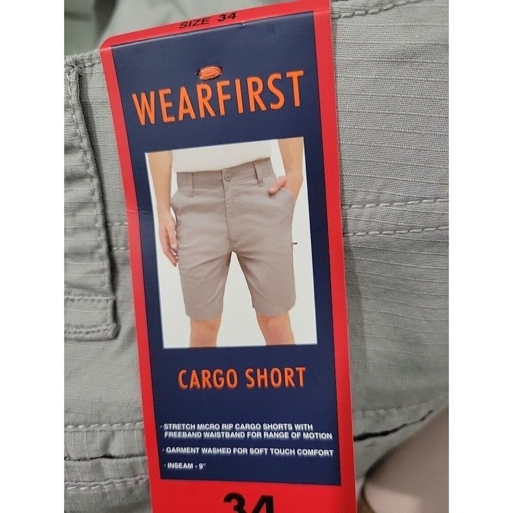 WearFirst Men’s TAN Classic Fit Stretch Waist Cargo Shorts NWT Size 34